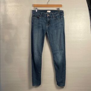 MOTHER the Looker  Women's Blue Skinny Jeans size 29 wash flowers from the Storm
